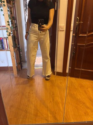 Pantalón ancho Zara blanco
