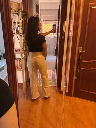 Pantalón ancho Zara blanco