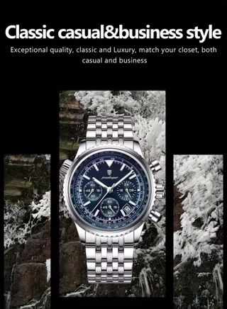 Reloj Poedagar Hombre Esfera Azul Acero