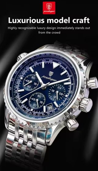 Reloj Poedagar Hombre Esfera Azul Acero