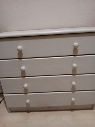 Cómoda pino blanca 4 cajones