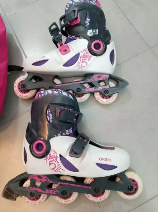 Patines en línea talla 32-34 Oxelo + bolsa rosa
