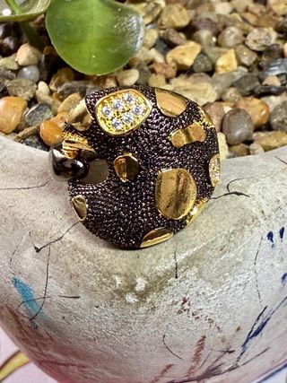 Anillo Oro Negro y Dorado