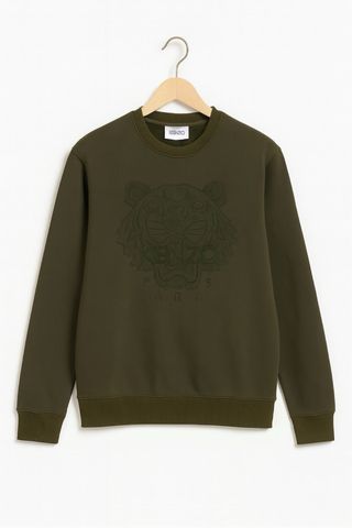 Sudadera Kenzo verde militar con tigre
