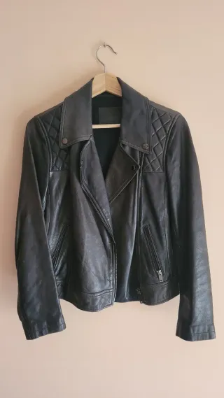 Chaqueta Cuero Massimo Dutti Negra