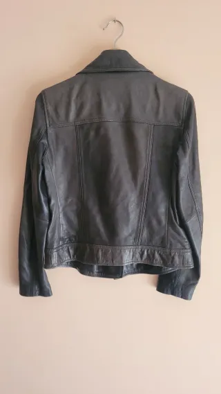 Chaqueta Cuero Massimo Dutti Negra