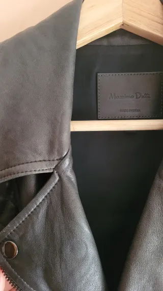 Chaqueta Cuero Massimo Dutti Negra