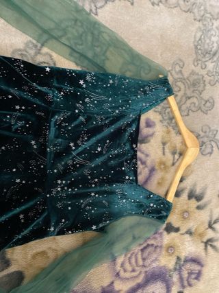 Vestido elegante terciopelo verde oscuro 