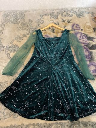 Vestido elegante terciopelo verde oscuro 