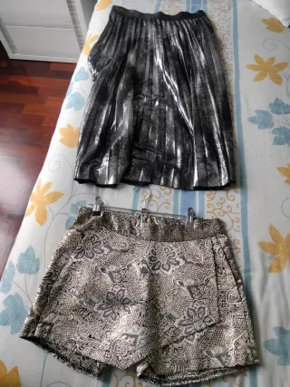 Falda Zara midi y shorts estampado