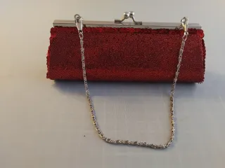 Bolso de fiesta lentejuelas rojo y plata
