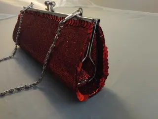 Bolso de fiesta lentejuelas rojo y plata