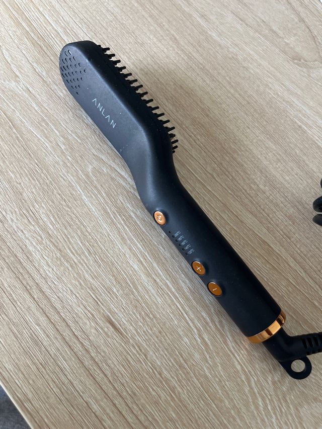 Cepillo Alisador ANLAN Negro y Dorado