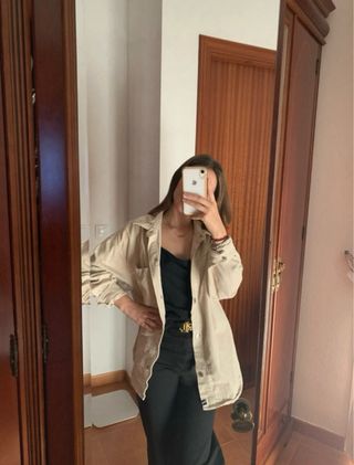 Chaqueta Bershka Beige Pana Oversize