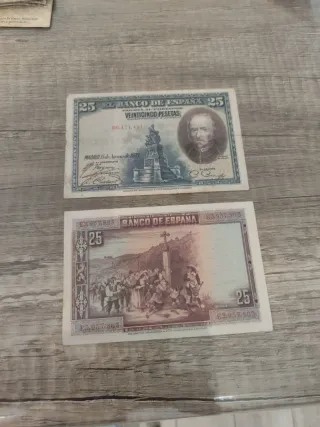 2 Billetes Banco de España 25 Pesetas 1923