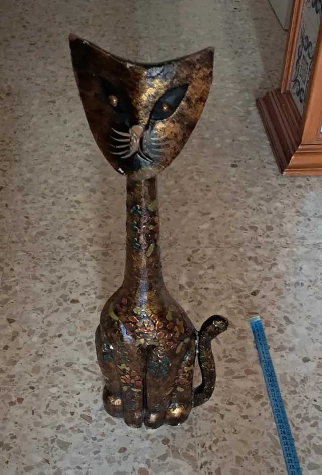 Figura Gato Adorno Madera 67cm
