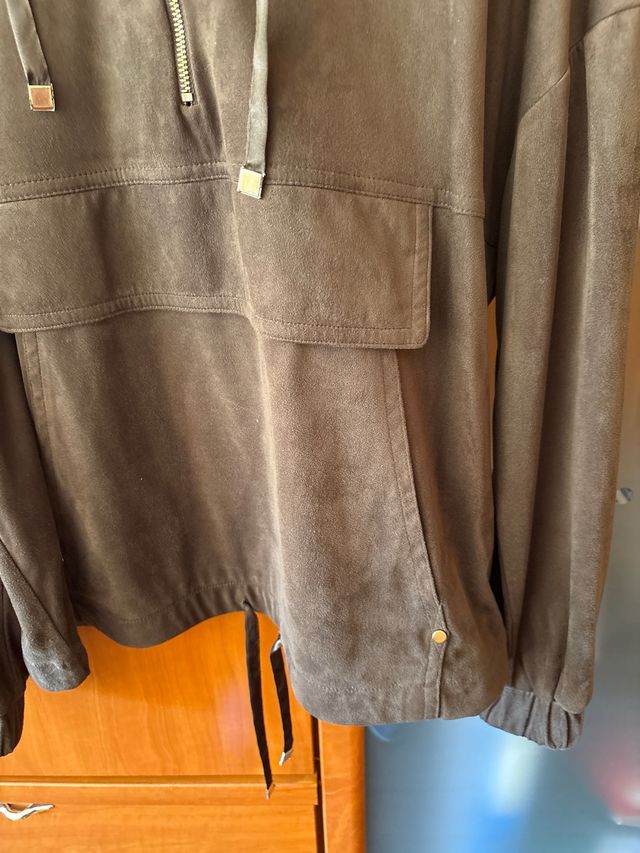 Sudadera Zara Talla XS Marrón Media Cremallera