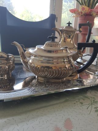 Set Argento Inglese Teiera Zuccheriera Lattiera