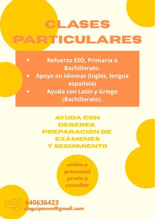 PROFESORA PARTICULAR ONLINE O PRESENCIAL