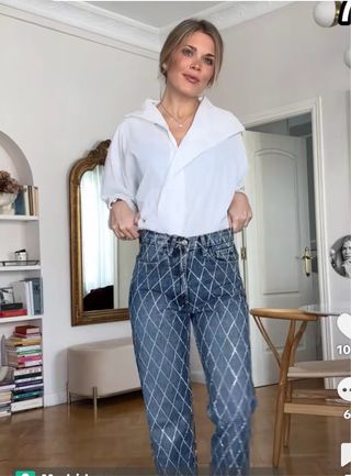 Pantalón vaquero Zara con brillos strass