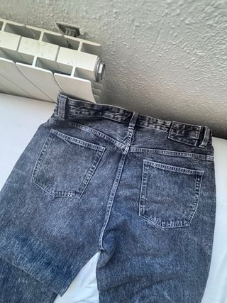 Pantalón Zara Baggy Ancho Negro/Gris talla 44