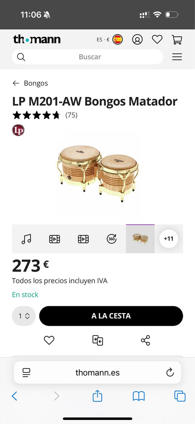 Bongós LP Matador M201-AW + Soporte + mochila.