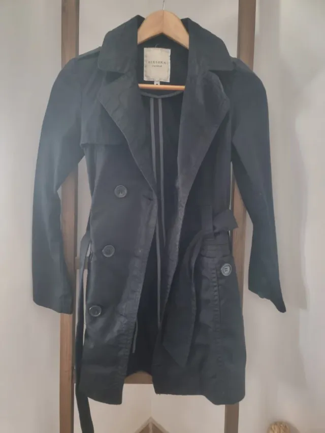 Gabardina Bershka Negra Mujer