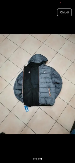 K-Way Giubbotto Grigio e Nero