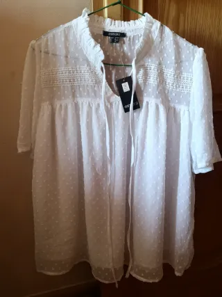 Blusa Esmara Plumeti Blanca Talla M