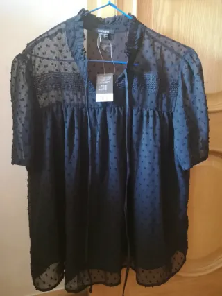Blusa Esmara Plumeti Negra Talla M