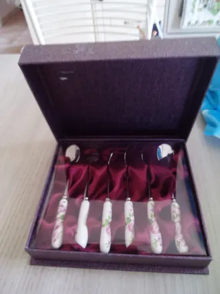 Set 6 cucchiaini con manico decorato floreale