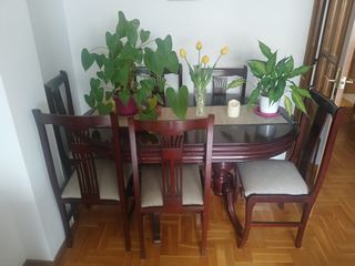 Conjunto mesa comedor y 4 sillas madera