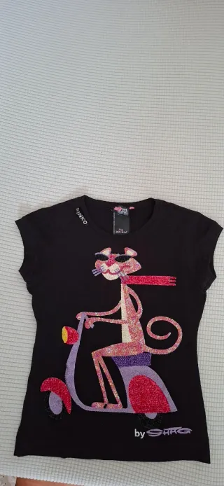 Camiseta Pinko Mujer Pink Panther Moto