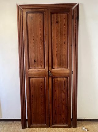 Puerta doble madera antigua moldurada