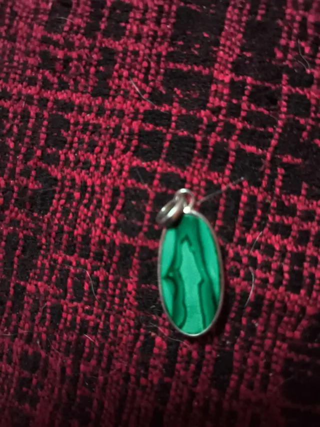 Colgante Plata Ley y Malaquita Ovalada