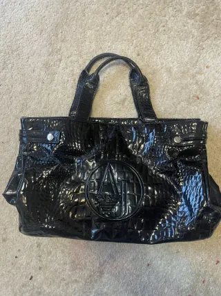 Bolso Vintage Armani Jeans Negro Charol