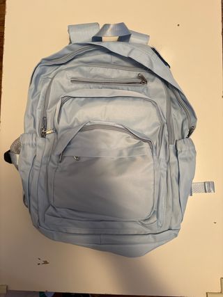 Mochila universitaria celeste