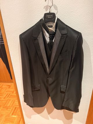 Traje Novio Corneliani Italiano Negro/Blanco
