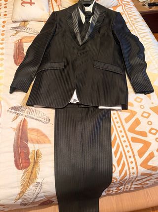 Traje Novio Corneliani Italiano Negro/Blanco