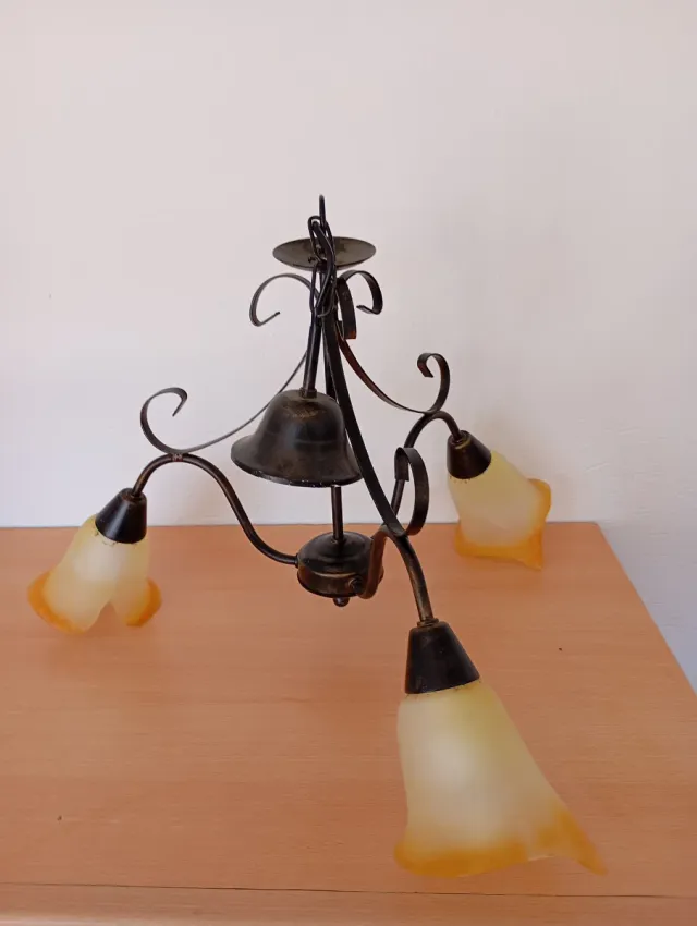 Lámpara colgante metal y cristal