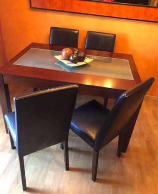Conjunto de 4 sillas de comedor de piel