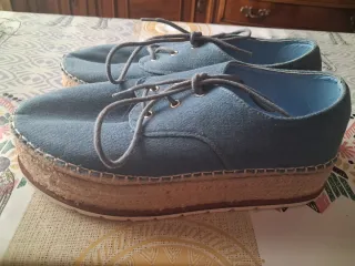 Zapatos Zara plataforma denim azul