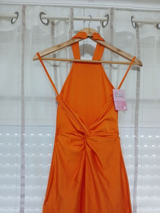 Vestido naranja largo fiesta talla única
