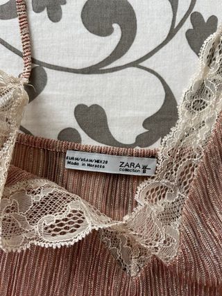 Top lencero dorado/rosa plisado M