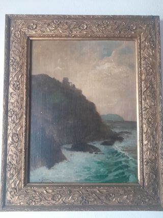 Dipinto olio Veduta da Camogli 1820 Von Babo