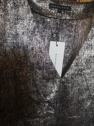 Blusa fiesta Tintoretto plata brillo irisado 