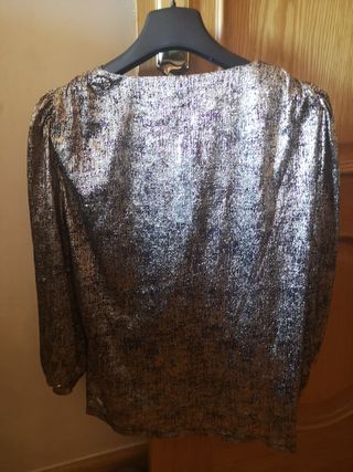 Blusa fiesta Tintoretto plata brillo irisado