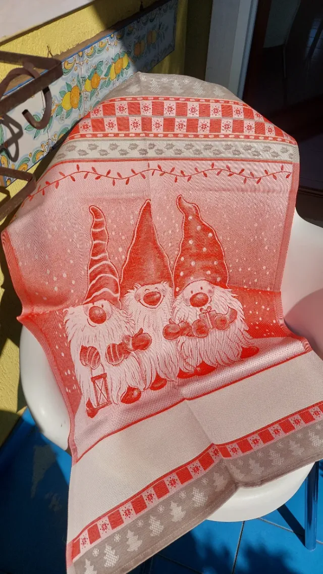 Strofinaccio Natale Gnomi con Tela Aida