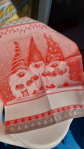 Strofinaccio Natale Gnomi con Tela Aida