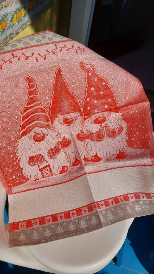 Strofinaccio Natale Gnomi con Tela Aida